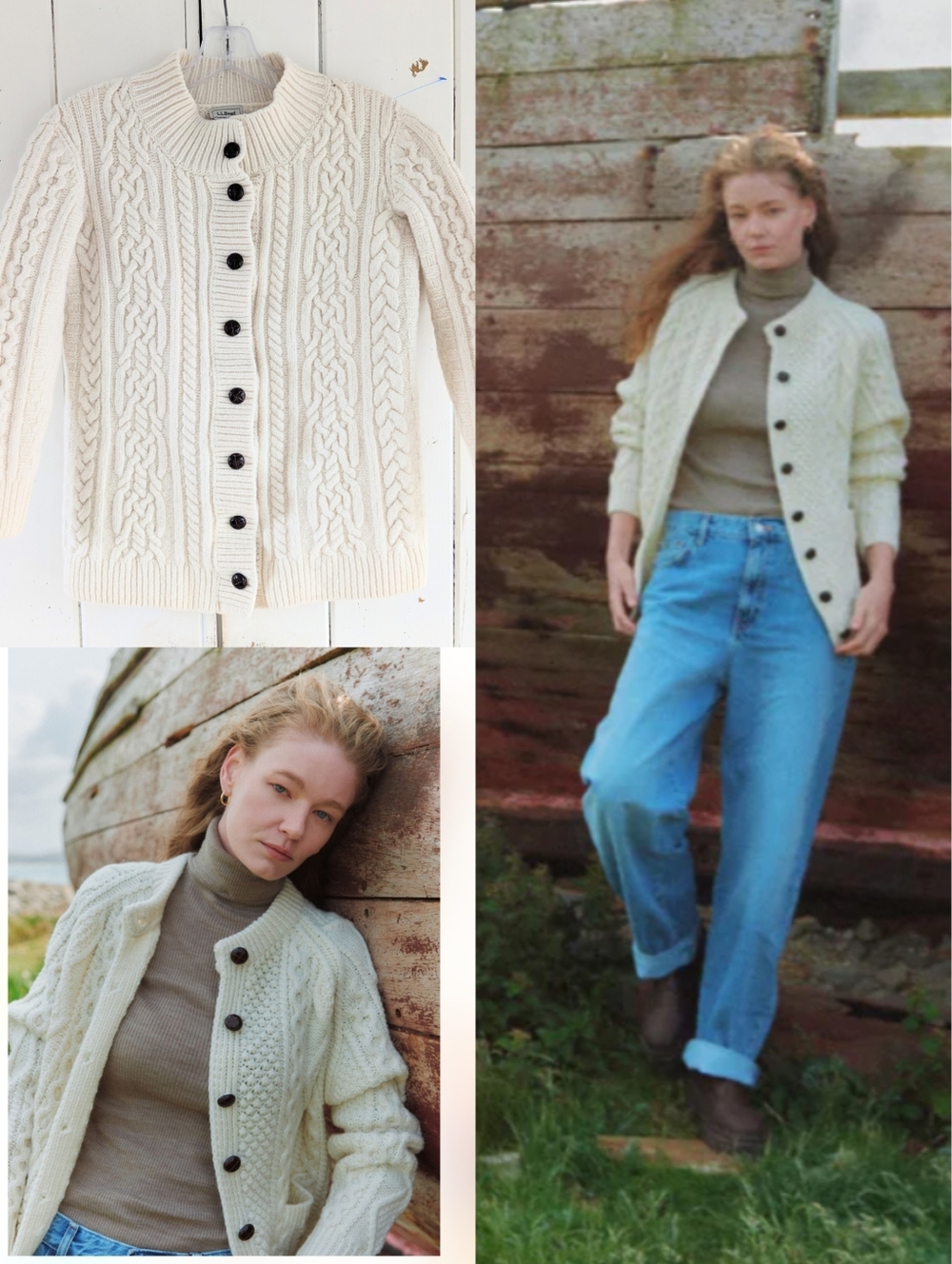 L.L. Bean Irish Knit  Cardigan sz M